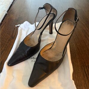 Dior Black Pointed-Toe Ankle-Strap Heels